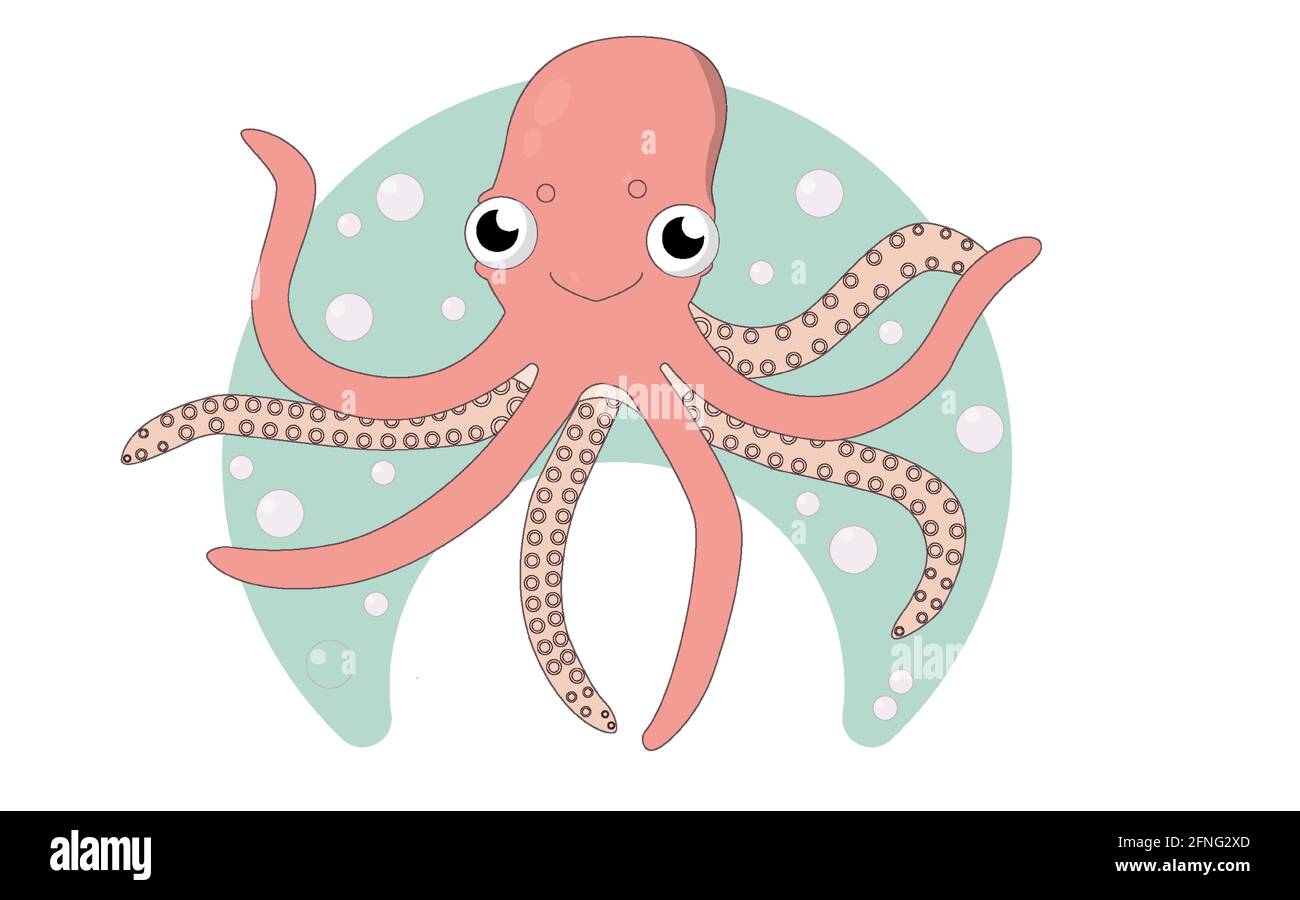 Octopus Cute Underwater Dweller Stock Vector