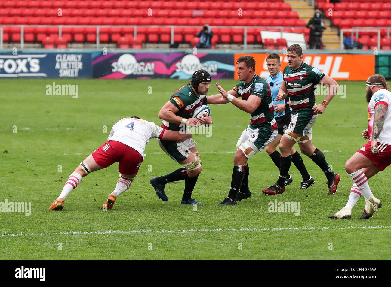 15 5 21 Leicester England Rugby Union George Martin On The Charge For Tigers During The Gallagher Premiership Round 19 Match Stock Photo Alamy