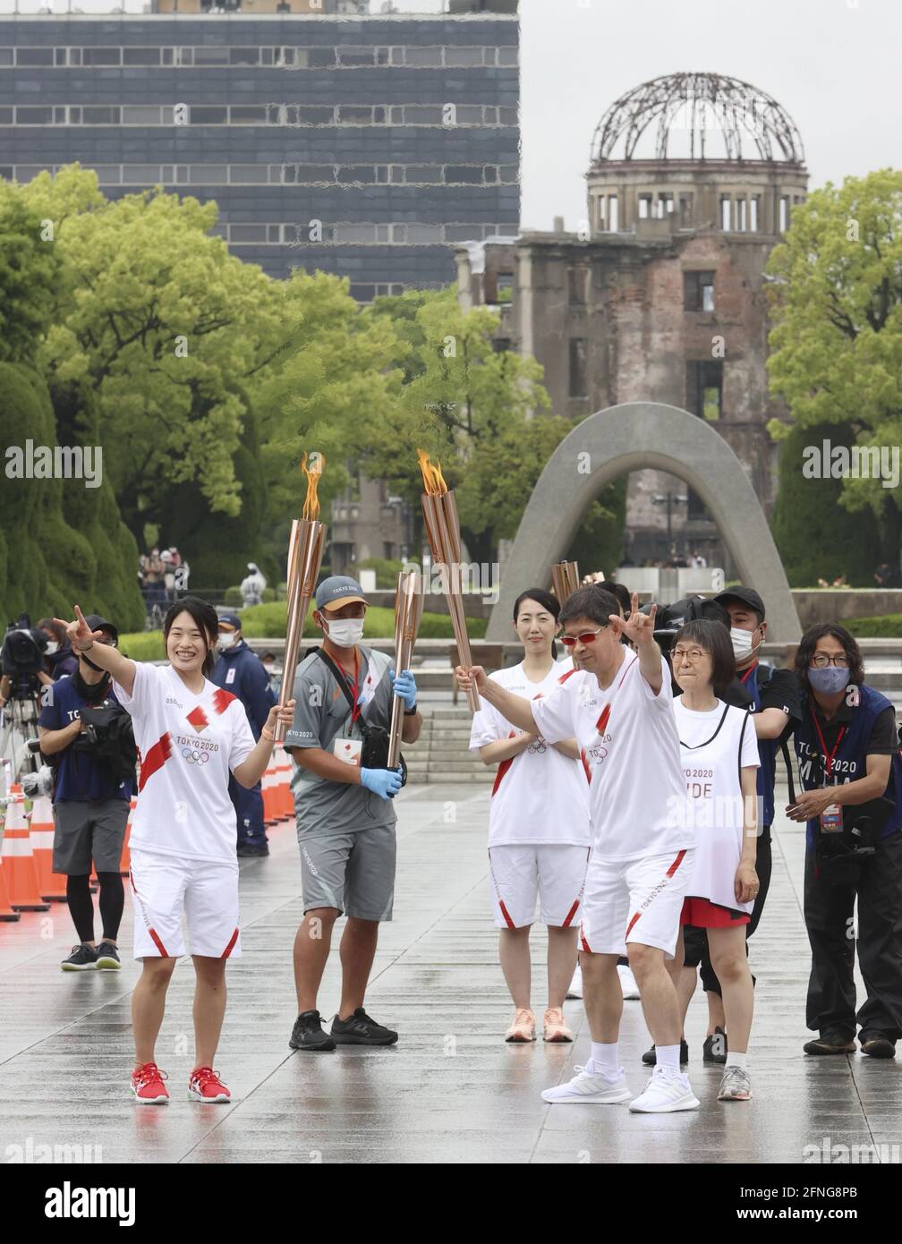 An ignition ceremony for the Tokyo Olympic torch relay is held at Peace ...