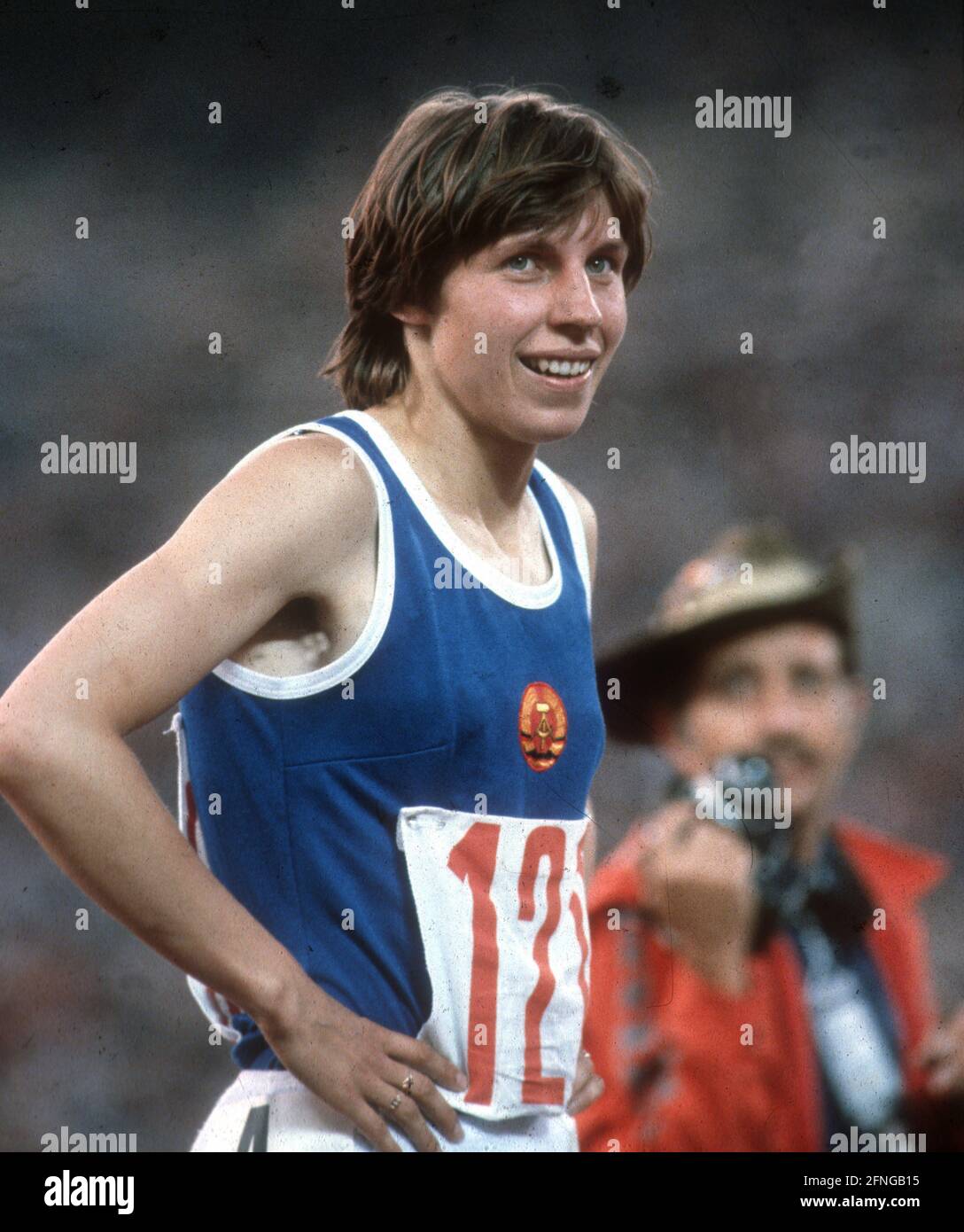 Olympics 1980 Moscow / Athletics Olympic champion over 400m Marita Koch (GDR) is happy, laughs 28.07.1980 [automated translation] Stock Photo