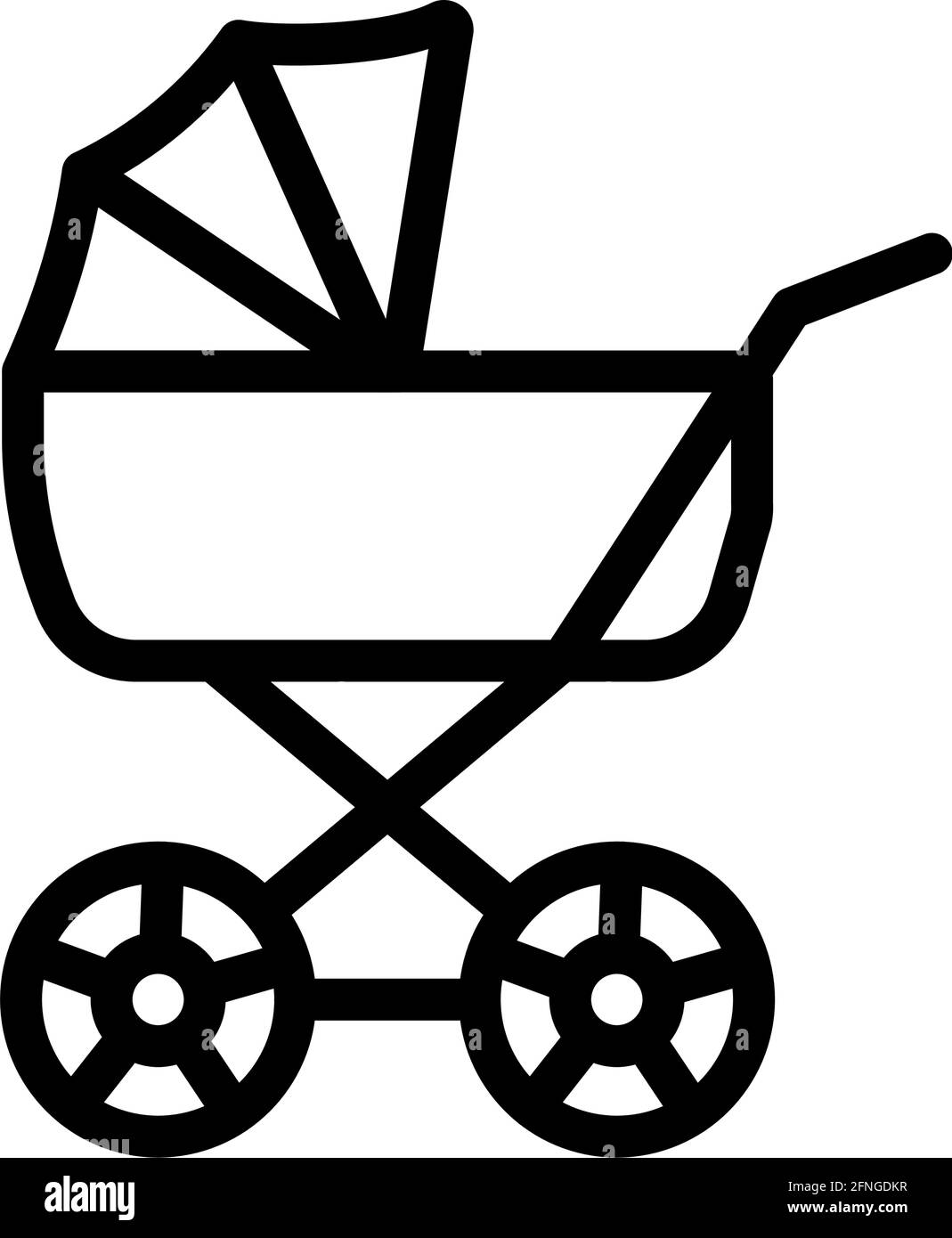 Pram Icon. Editable Bold Outline Design. Vector Illustration Stock