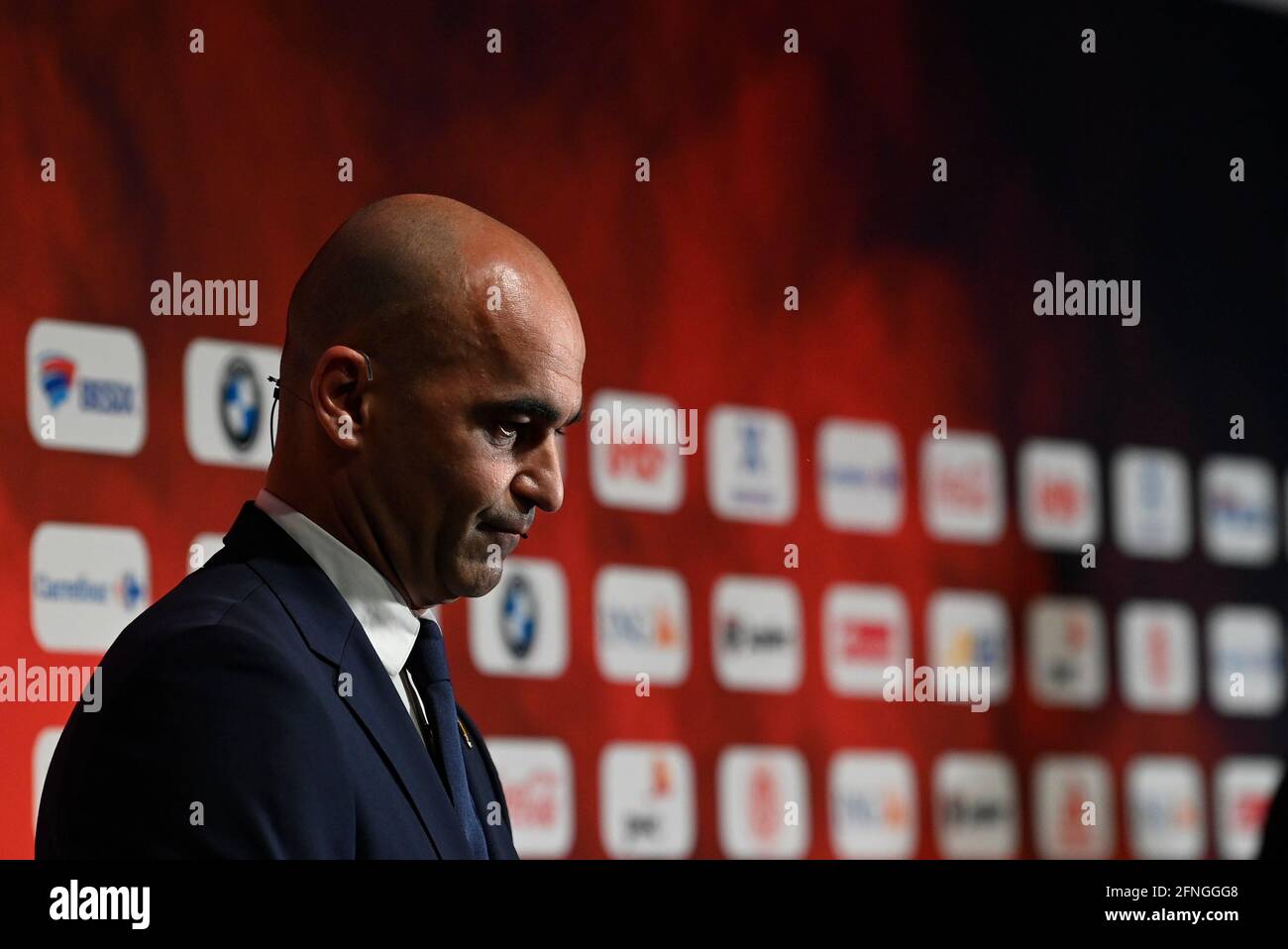 Belgium's head coach Roberto Martinez pictured at a press conference of Belgian national soccer team Red Devils to announce the first selection for th Stock Photo