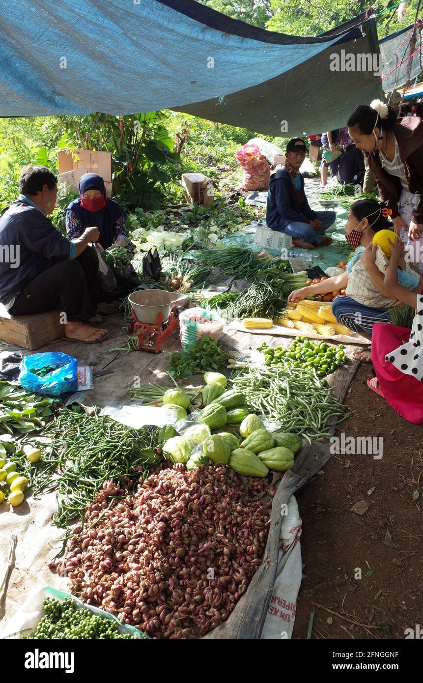 Traditional market in indonesia Stock Photo