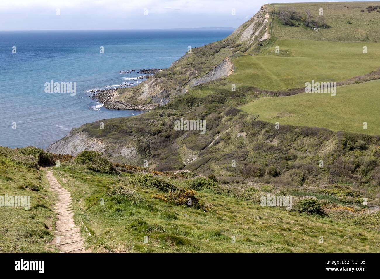 Path down to Chapman's Pool,  Isle of Purbeck, Jurassic Coast, Dorset, UK Stock Photo