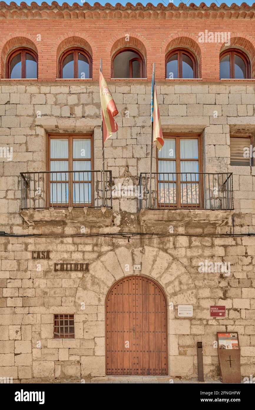 House of culture, Renaissance-style construction and old prison of the town of Alcala de Xivert in the province of Castellon, Spain, Europe Stock Photo