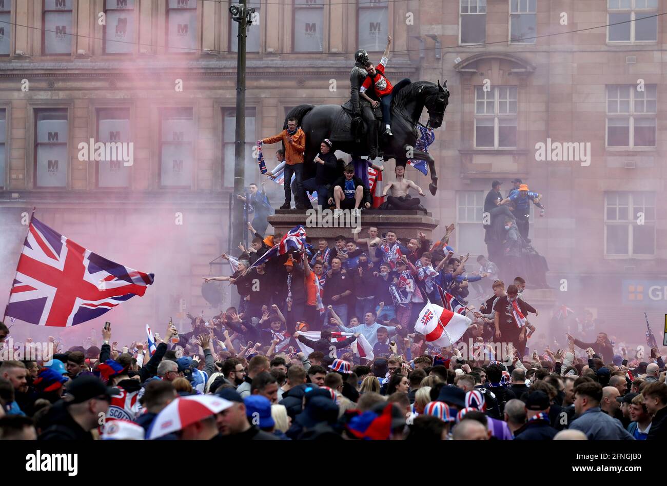File Photo Dated 15 05 21 Of Rangers Fans Celebrate Winning The Scottish Premiership In George Square Issue Date Monday May 17 21 Scottish Football Association President Rod Petrie Says The Actions Of Supporters