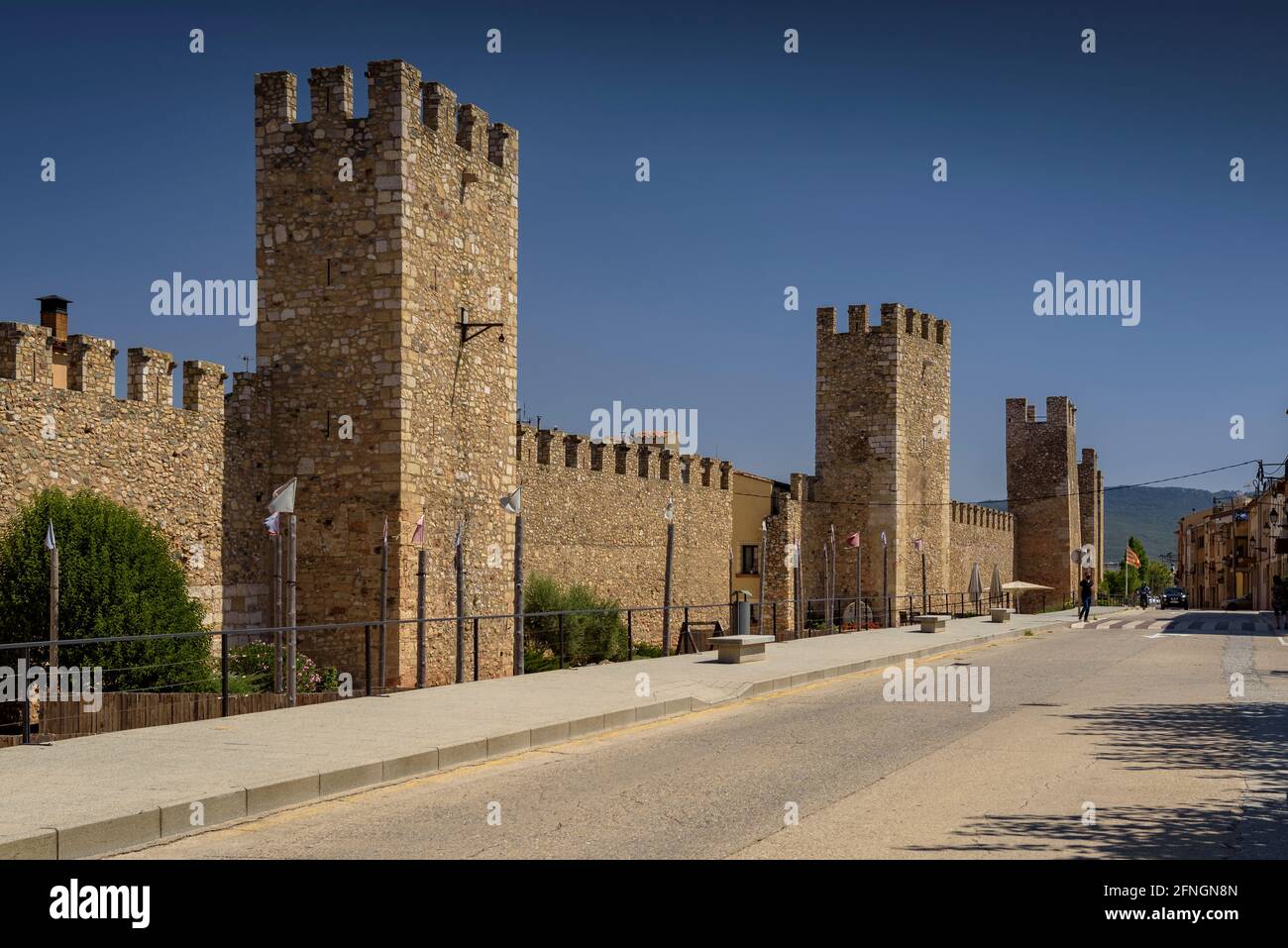 Montblanc medieval wall (Conca de Barberà, Tarragona, Catalonia, Spain) ESP: Muralla medieval de Montblanc (Conca de Barberà, Tarragona, Cataluña) Stock Photo