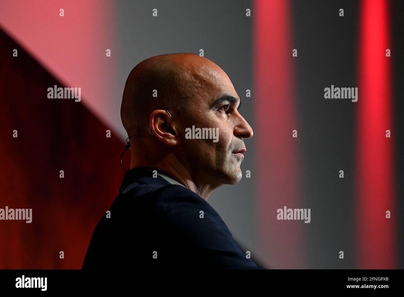 Belgium's head coach Roberto Martinez pictured during a press conference of Belgian national soccer team Red Devils to announce the first selection fo Stock Photo