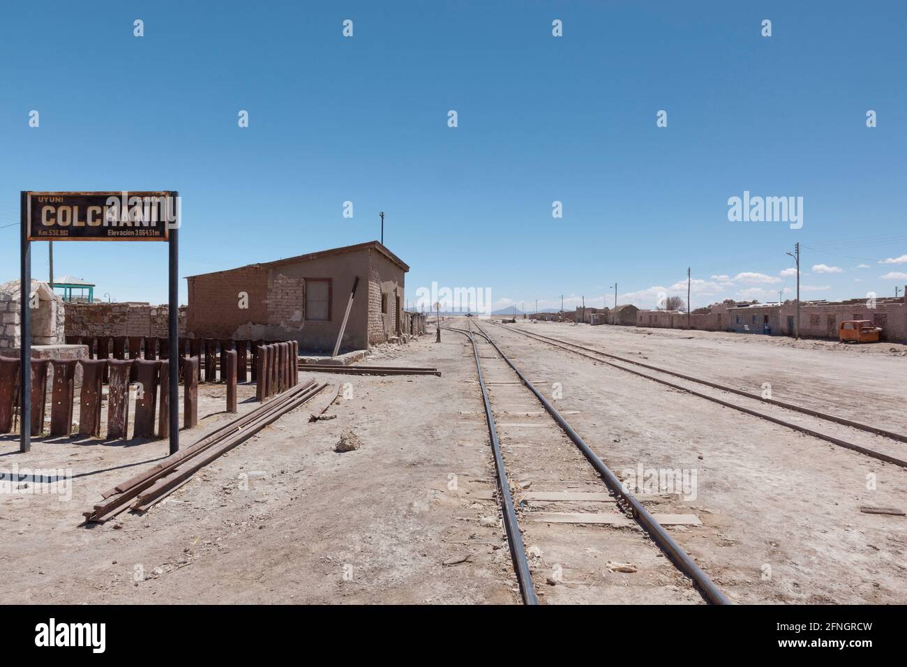 Colchani railway station, Bolivia Stock Photo