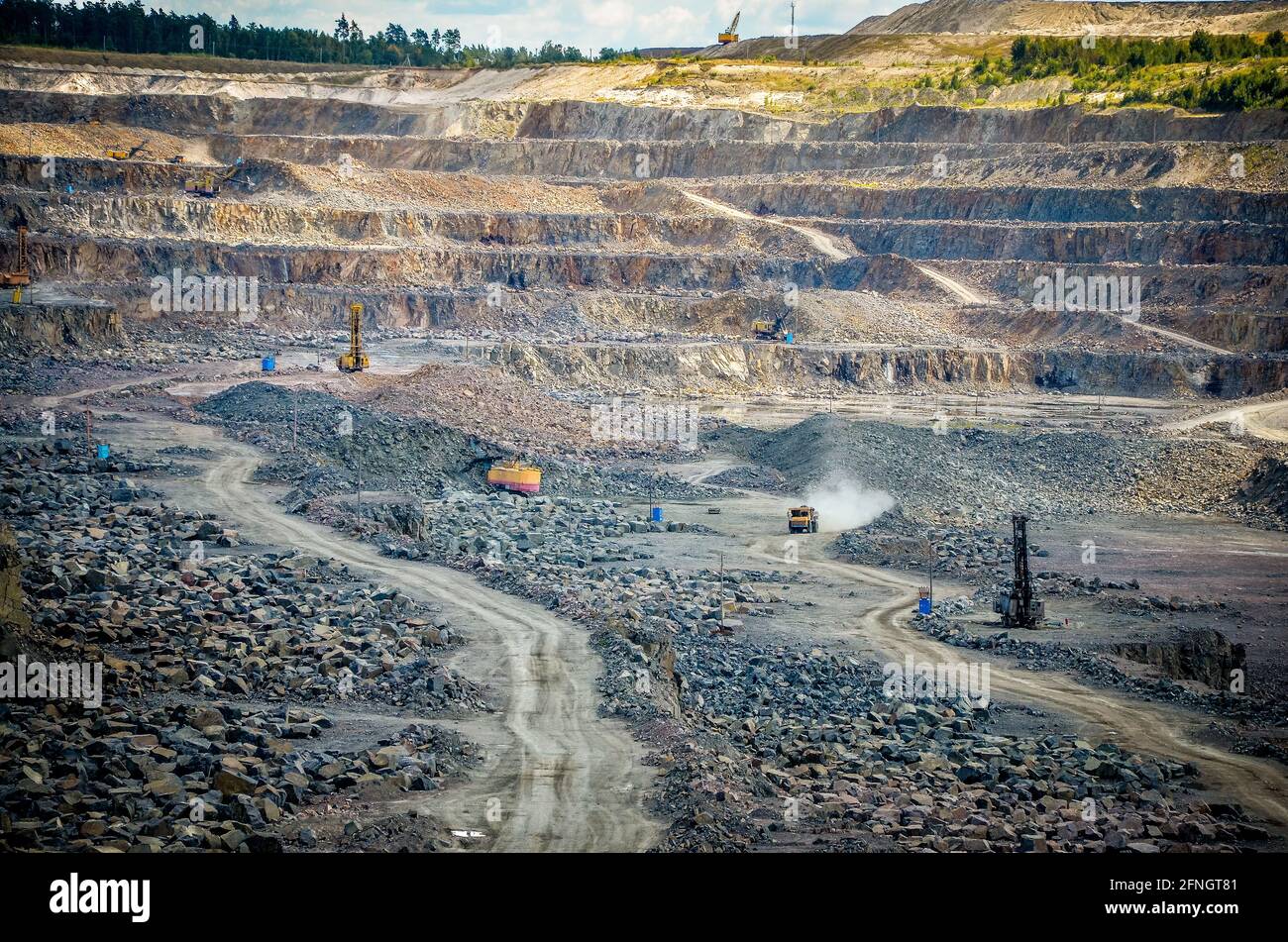 View of a granite quarry. Extraction of granite Stock Photo Alamy