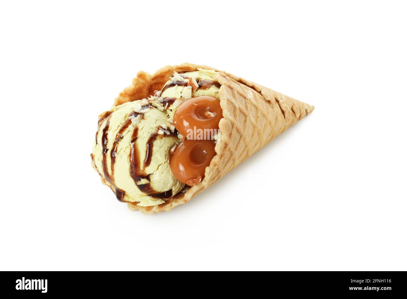 Caramel ice cream isolated on white background Stock Photo - Alamy