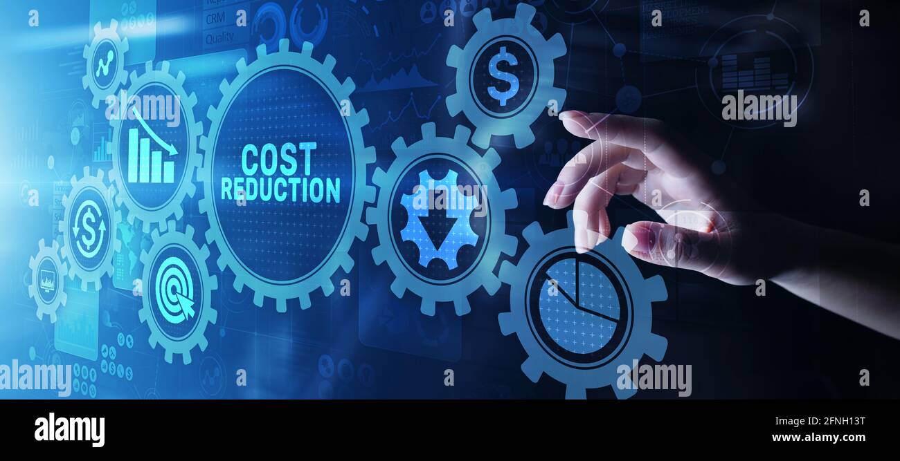 Cost reduction business finance concept on virtual screen Stock Photo