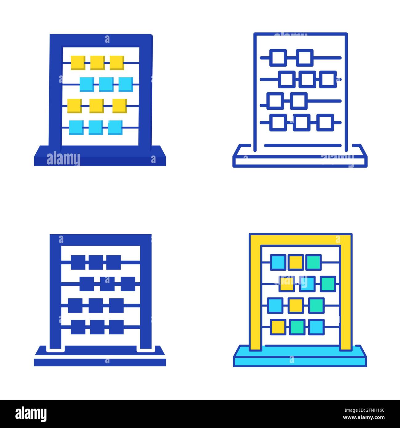 Abacus icon set in flat and line style. Counting and educational symbol ...