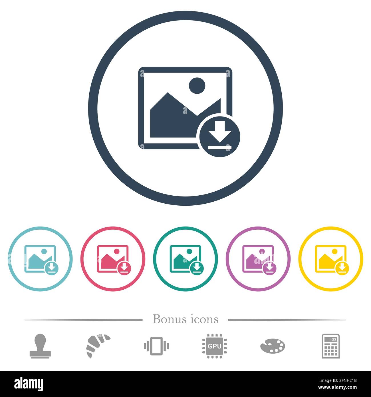 Download image flat color icons in round outlines. 6 bonus icons ...