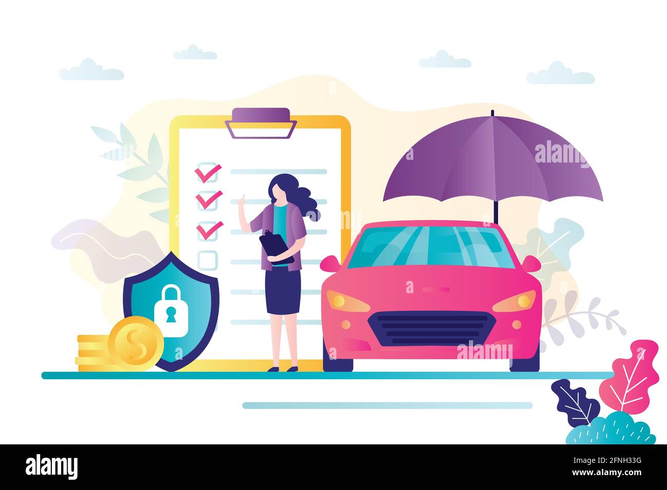 Car insurance concept. Automobile protection and safety assurance