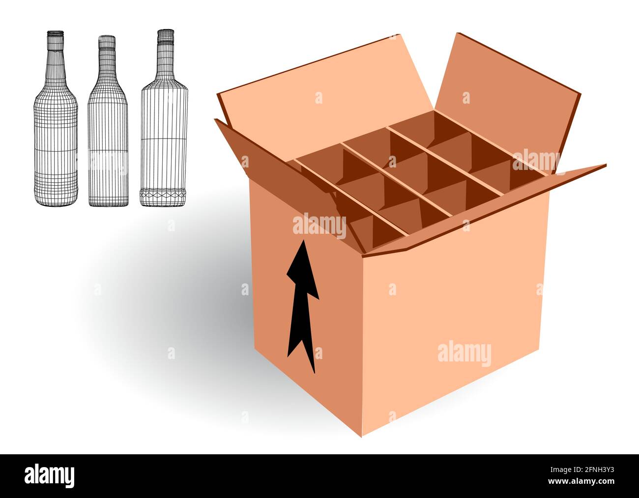 wine case for export isolated on white background Stock Vector