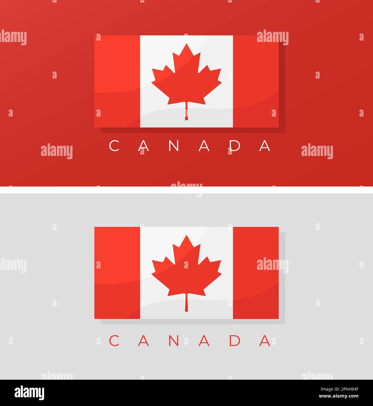 Canada flag isolated on red and white background. Vector illustration Stock Vector