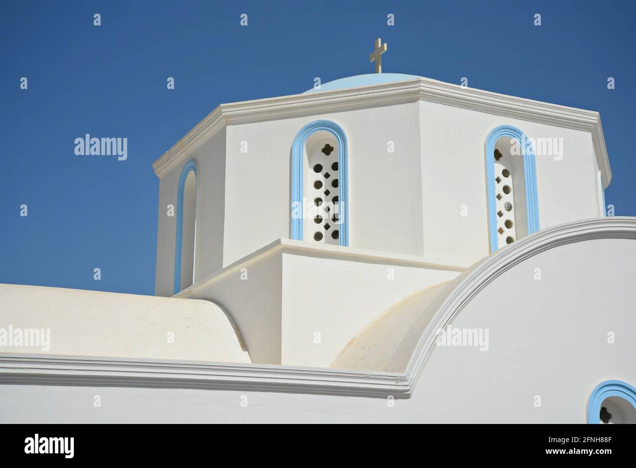 Traditional Greek Orthodox Church Dome With Arched Windows And A Marble 