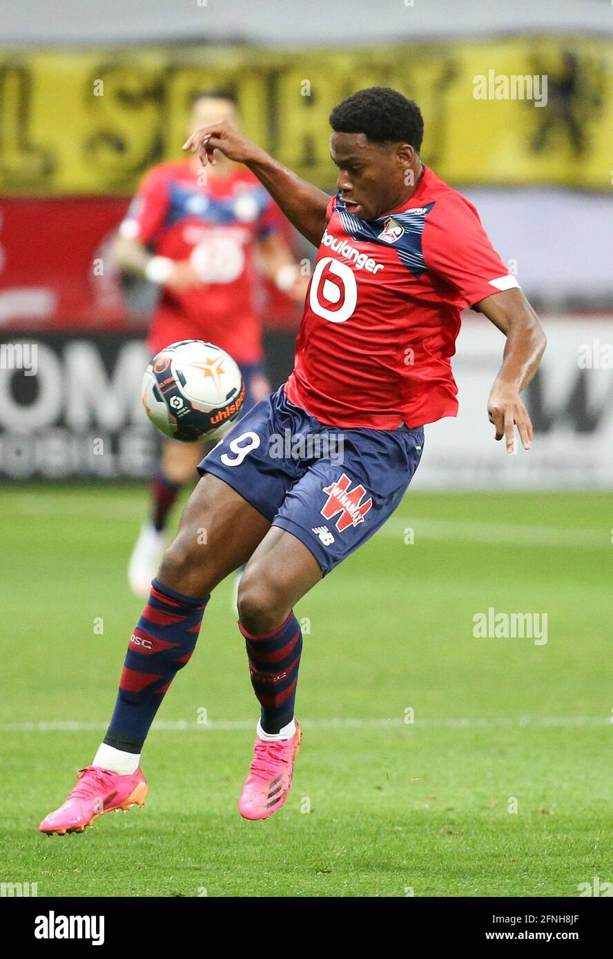 Jonathan David of Lille during the French championship Ligue 1 football  match between Lille OSC (LOSC) and AS Saint-Etienne (ASSE) on May 16, 2021  at Stade Pierre Mauroy in Villeneuve-d'Ascq near Lille,