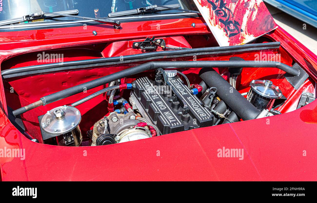 Samara, Russia - May 15, 2021: Russian automobile Lada-2106 with tuned car  engine, under the hood of a vehicle Stock Photo - Alamy