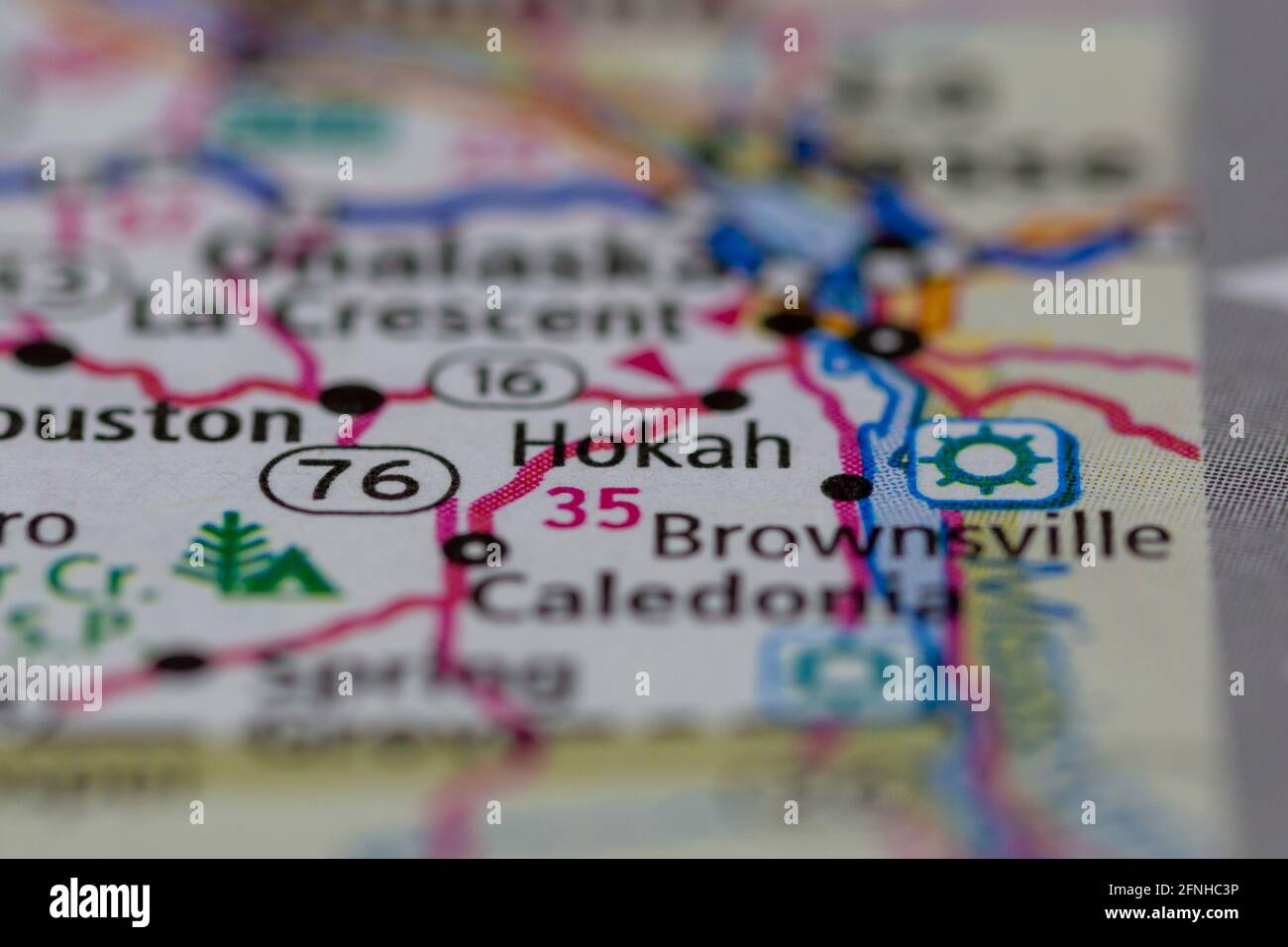 Hokah Minnesota USA shown on a Geography map or road map Stock Photo