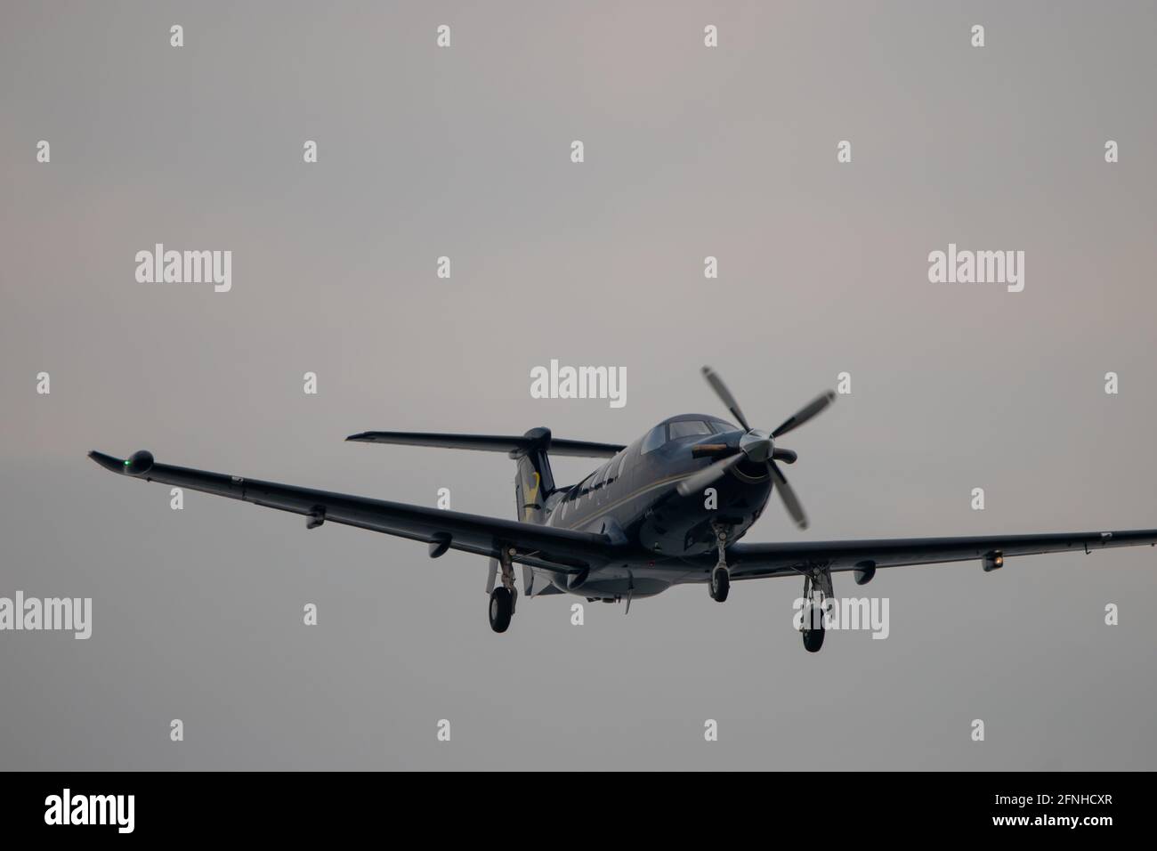 Pilatus PC-12 aircraft in flight at the airport Saint Gallen Altenrhein in  Switzerland 28.4.2021 Stock Photo - Alamy