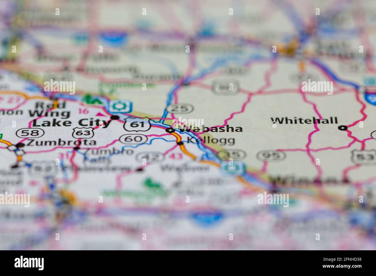 Wabasha Minnesota USA shown on a Geography map or road map Stock Photo