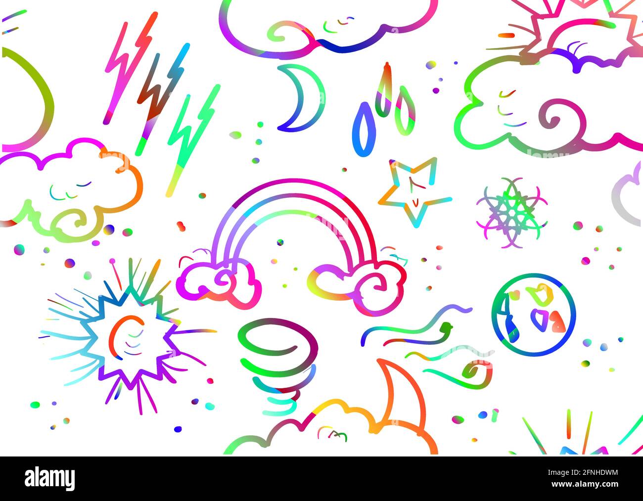seamless multicolor weather pattern on white Stock Vector