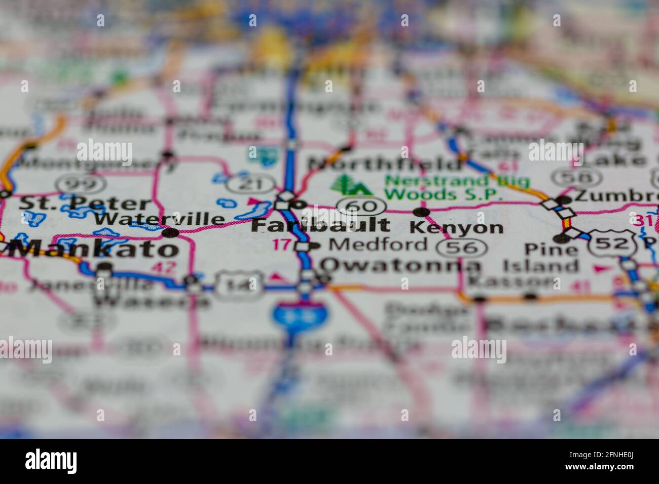 Faribault Minnesota USA shown on a Geography map or road map Stock 