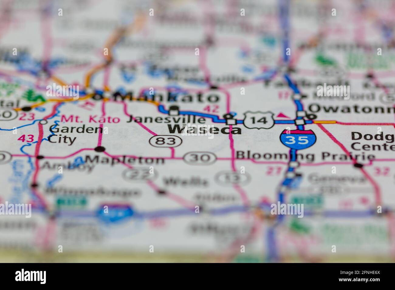 Waseca Minnesota USA shown on a Geography map or road map Stock Photo