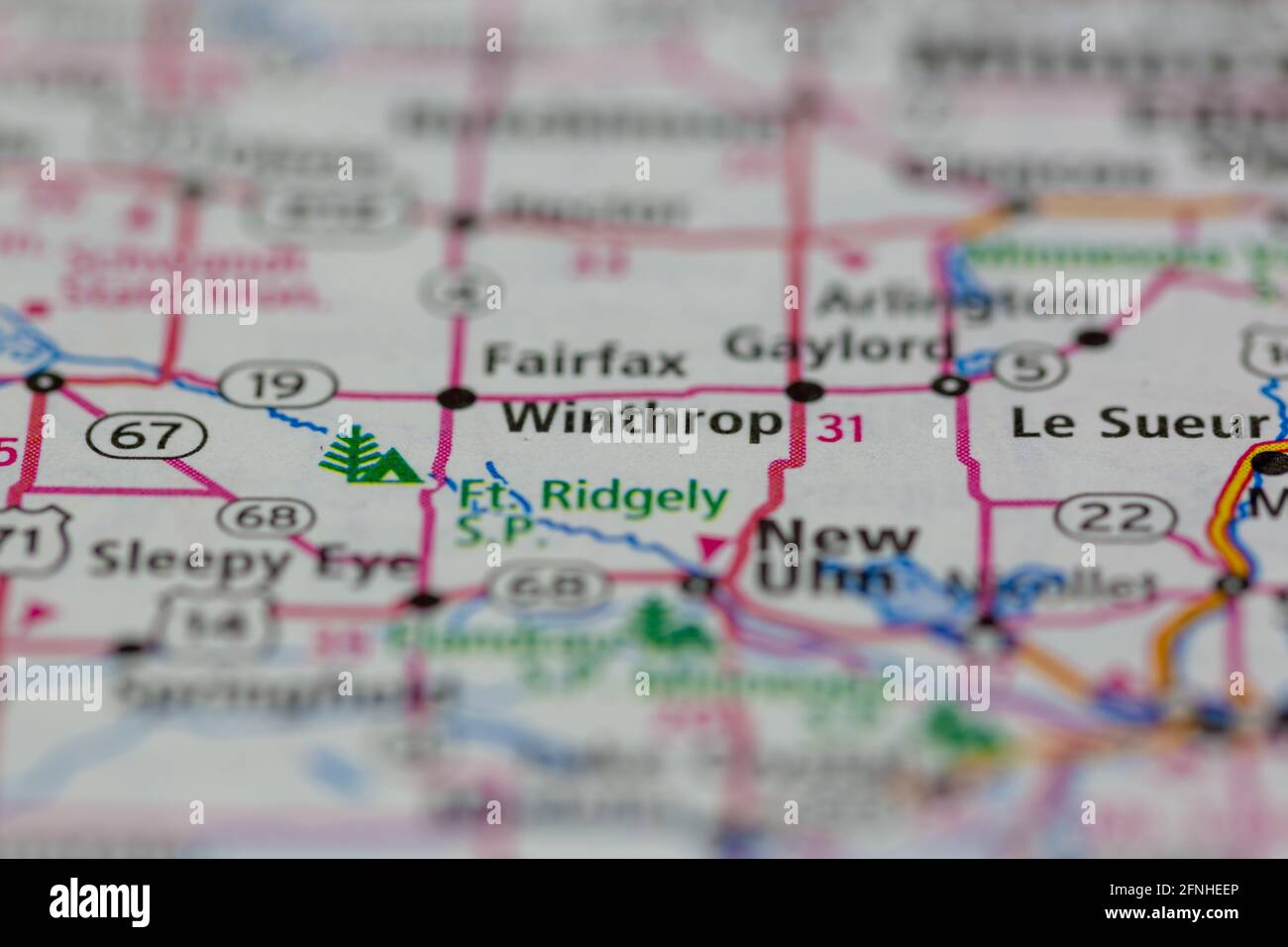 Winthrop Minnesota USA shown on a Geography map or road map Stock Photo