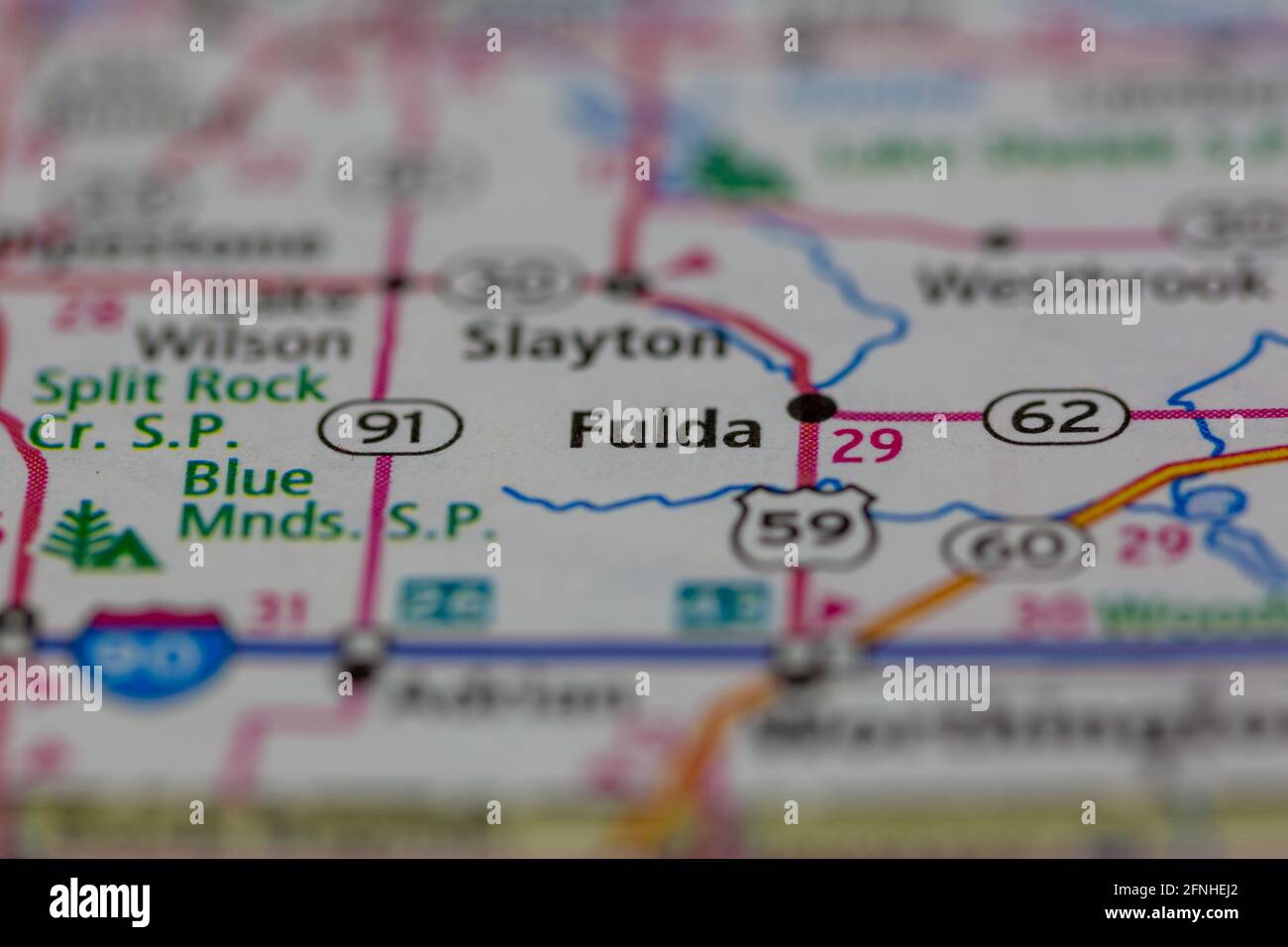 Fulda Minnesota USA shown on a Geography map or road map Stock Photo