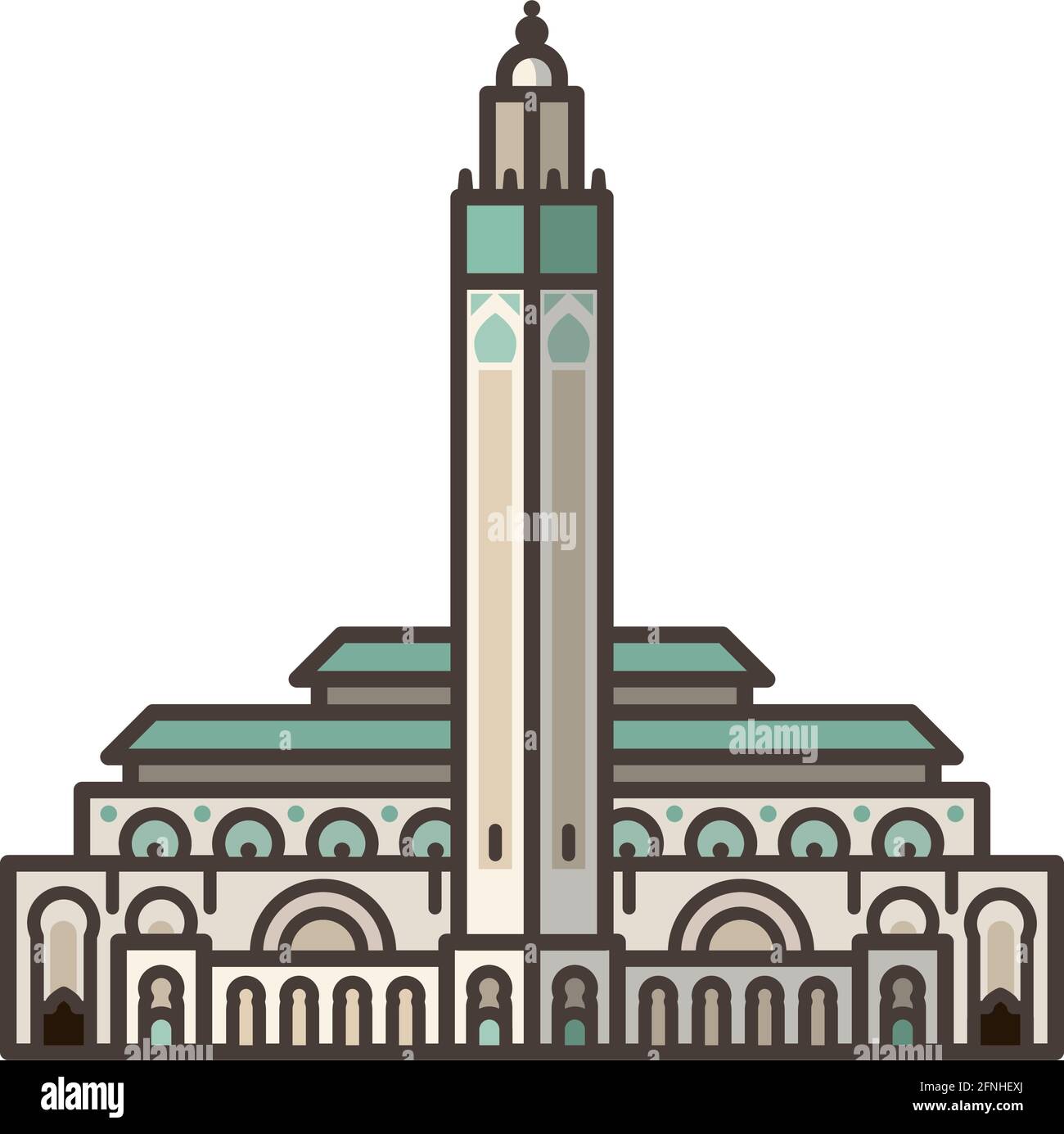 Hassan II mosque isolated  vector Illustration for Casablanca Day on November 26 Stock Vector