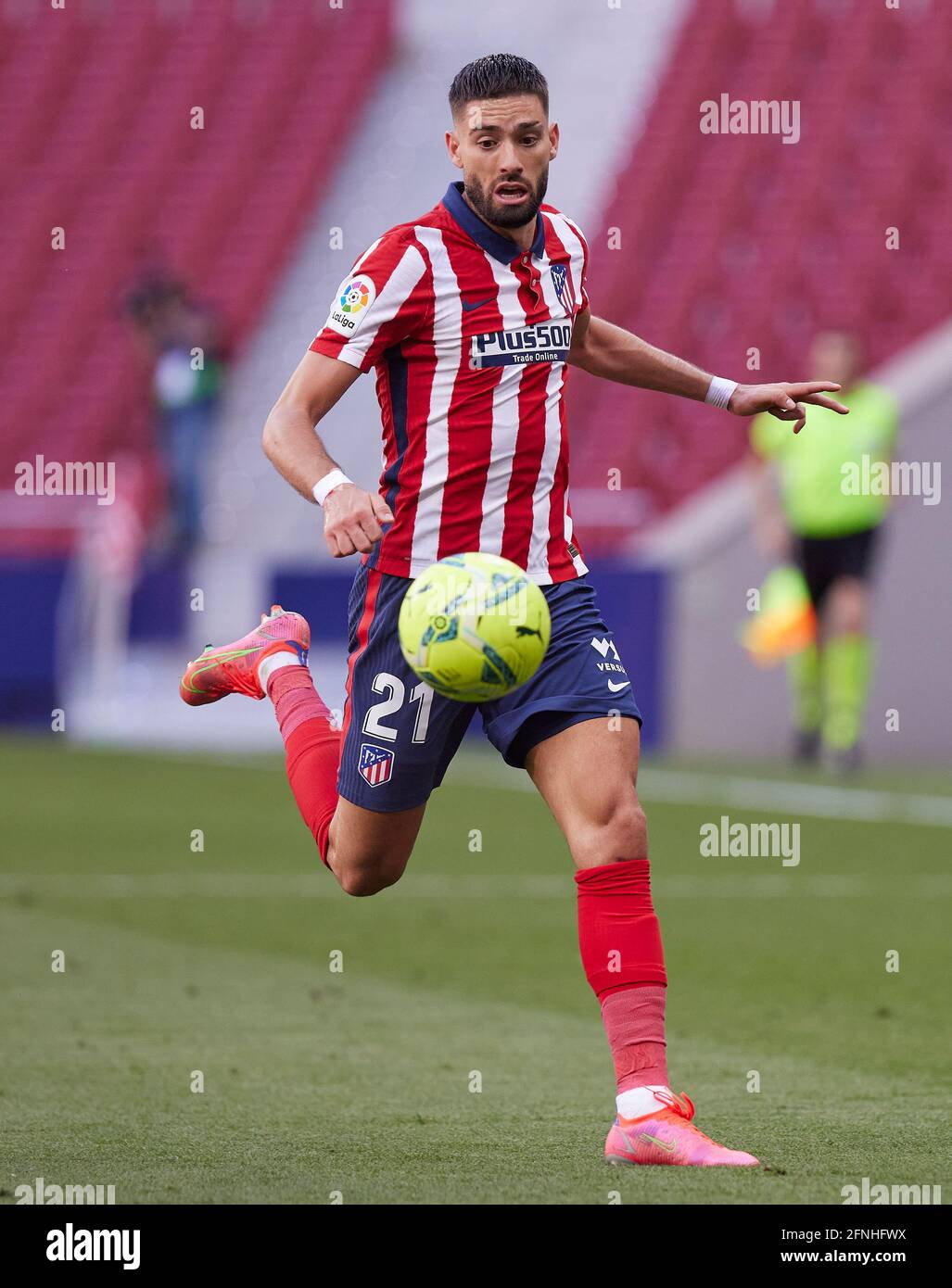 Yannick Carrasco (Atletico de Madrid) in action during the La Liga match round 36 between Atletico Madrid and CA Osasuna at Wanda Metropolitano Stadium.Sporting stadiums around Spain remain under strict restrictions due to the Coronavirus Pandemic as Government social distancing laws prohibit fans inside venues resulting in games being played behind closed doors. Final score; Atletico Madrid 2:1 CA Osasuna. Stock Photo