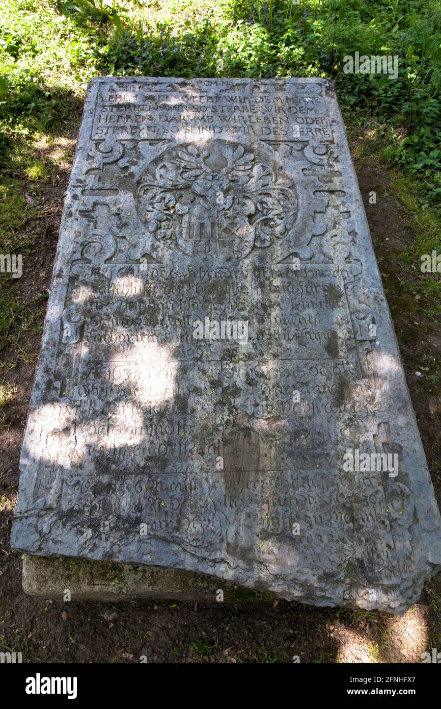 gravestone on the Geusen cemetery in the Lindenthal district, it is the oldest protestant cemetery in the Rhineland, first burials in 1584, Cologne, G Stock Photo