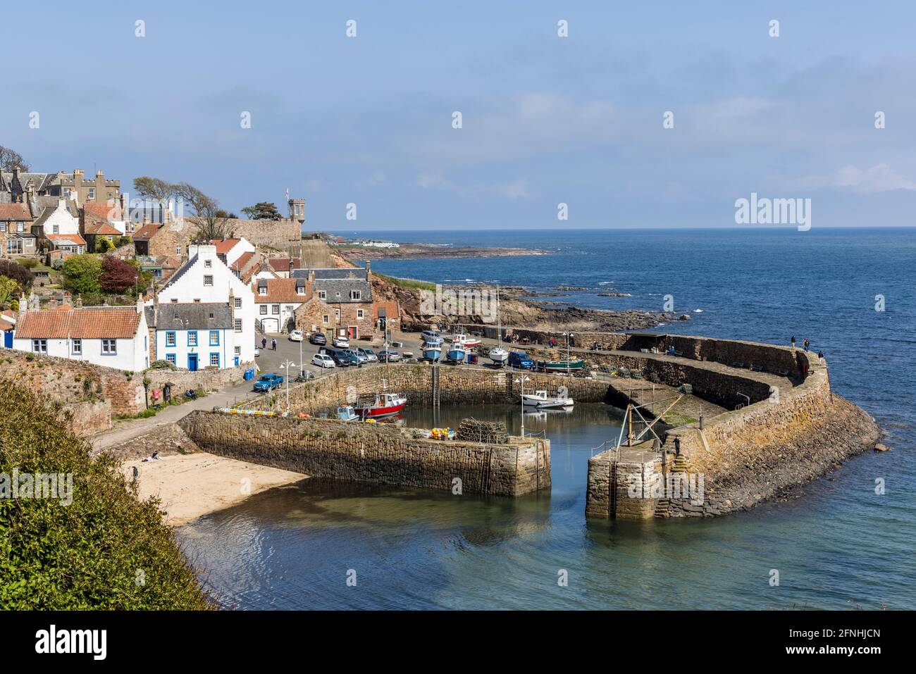 VP1 - High viewpoint to Crail Harbour. Canon EOS R5, RF24-105mm F4 L IS USM at 58mm, ISO 100, 1/200s at f/11. May Stock Photo