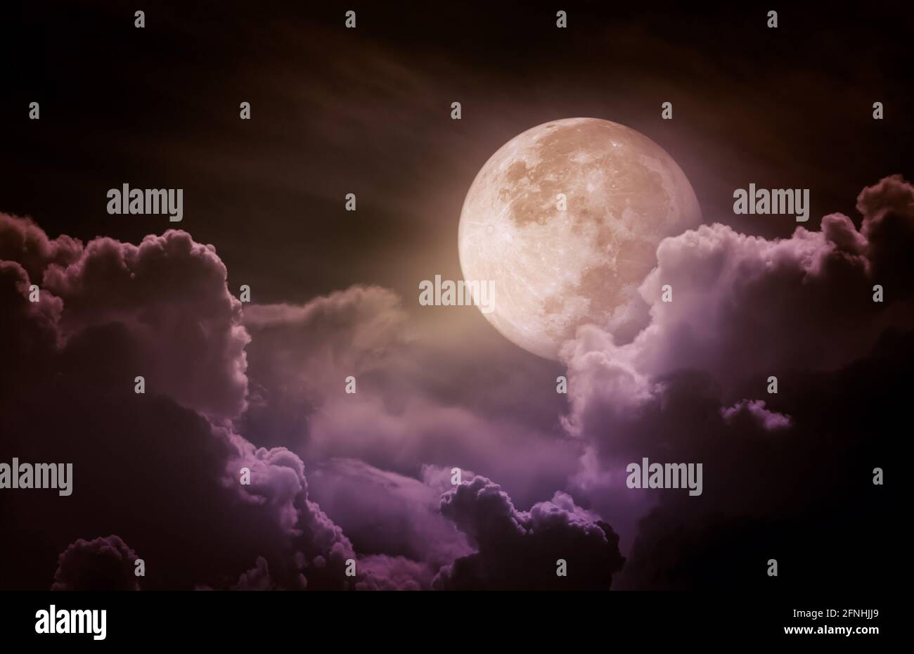 Attractive photo of a nighttime sky with clouds, bright full moon would ...