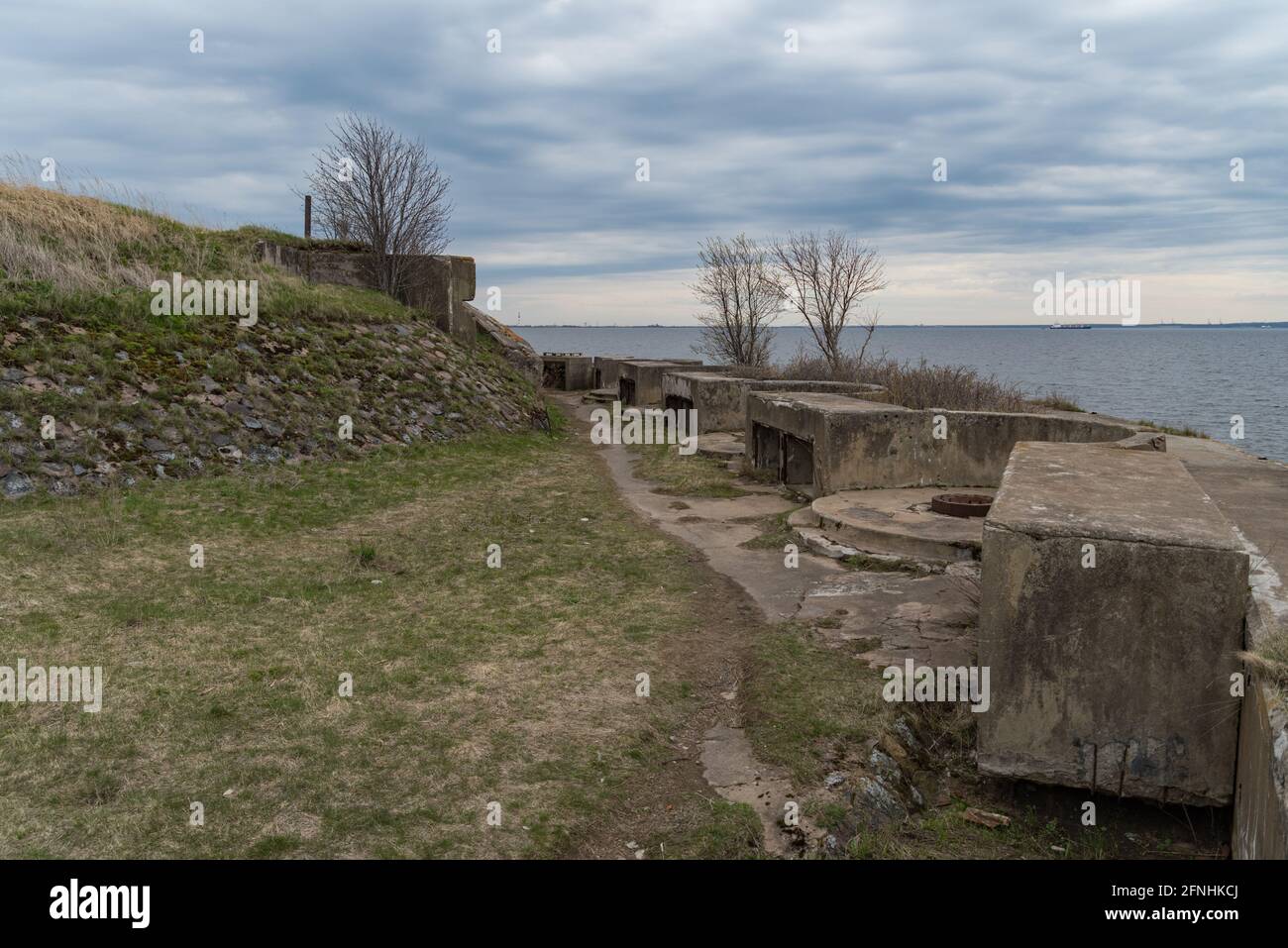 Fort 'Reef' fortifications of Kronstadt.  Western part of Kotlin island, Russia Stock Photo