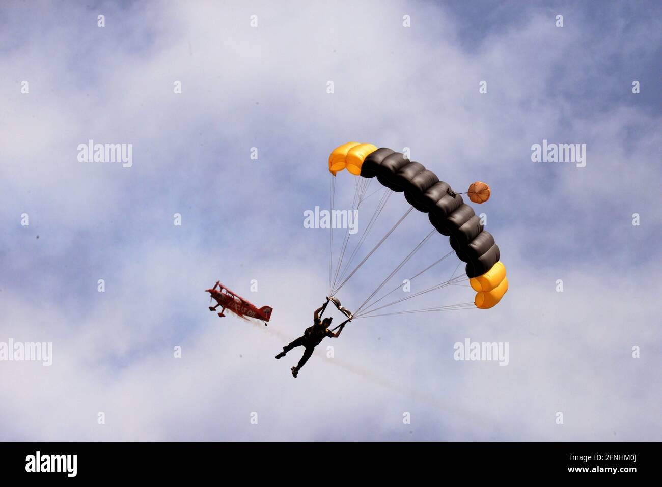 Melbourne. Brevard County. Florida. USA. May 16, 2021. Under partly cloudy sky's the air show concluded with the US Navy Blue Angels flying their new F/A-18 Super Hornets. The show had a mixture of aircraft flying from the private sector and military units. Credit: Julian Leek/Alamy Live News Stock Photo