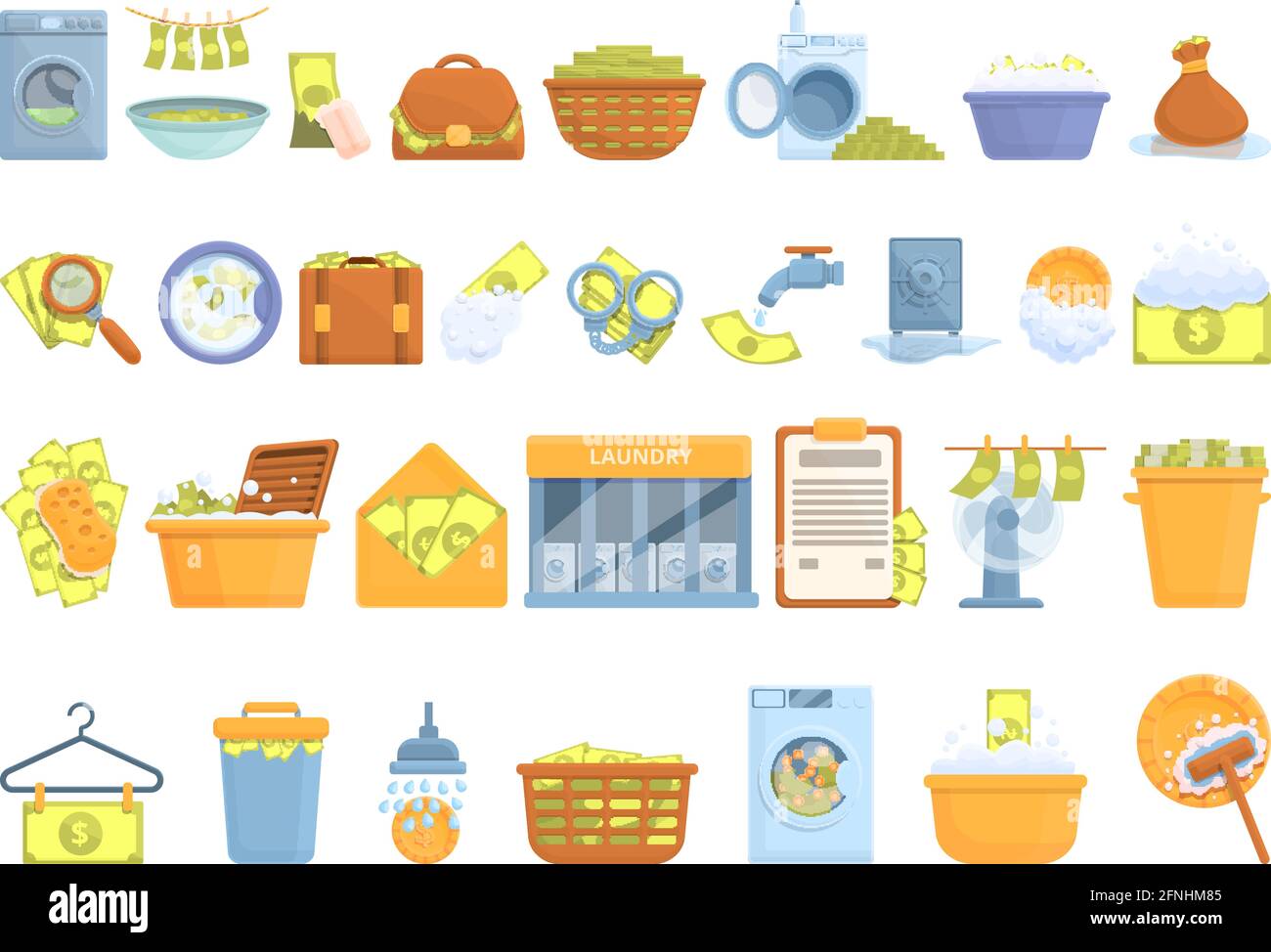 Anti-money laundry icons set. Cartoon set of Anti-money laundry vector icons for web design Stock Vector