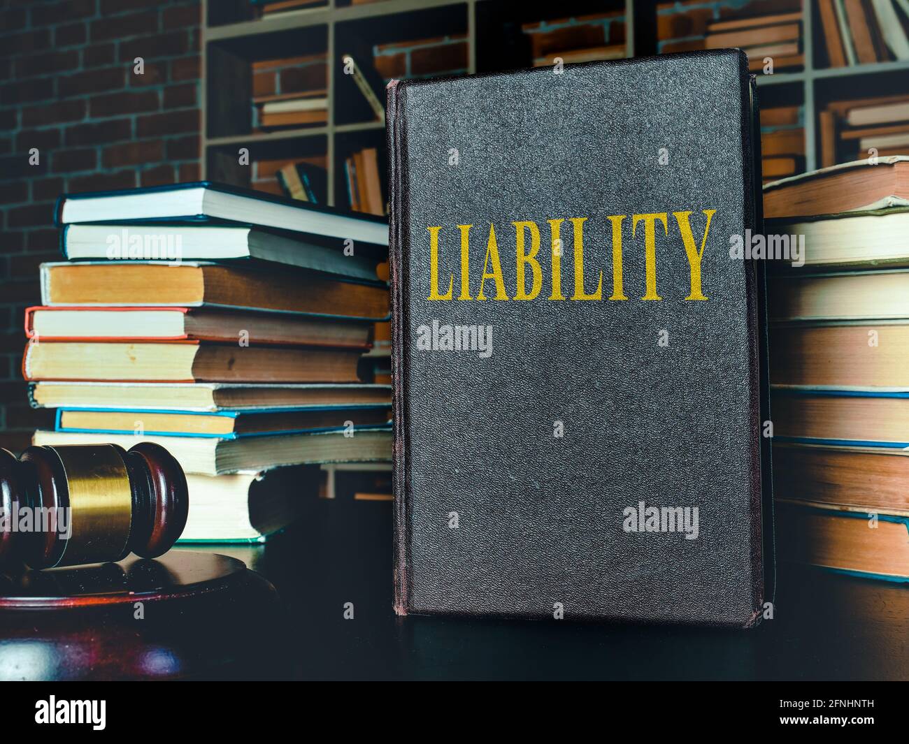 Law book about Liability in the court. Stock Photo