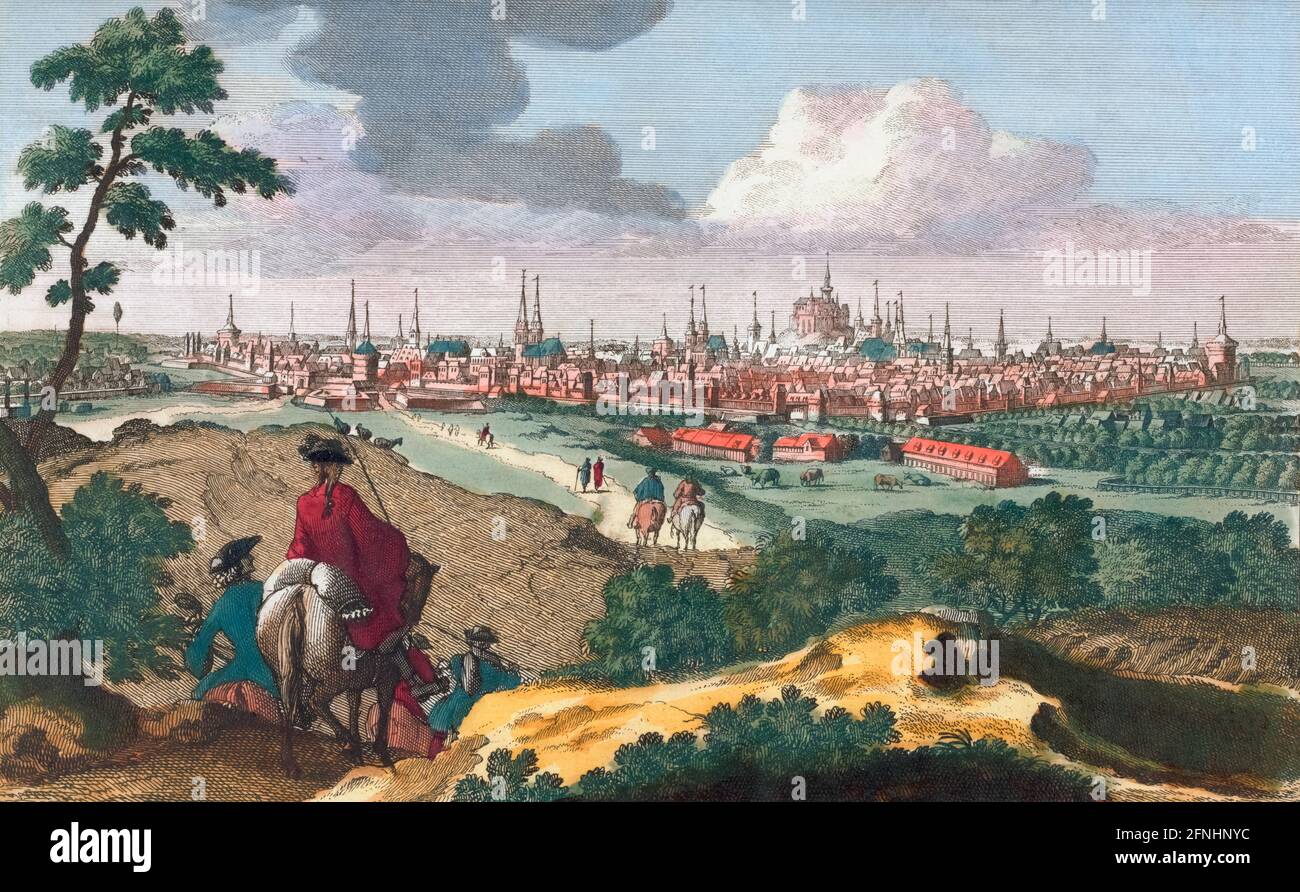 Nuremberg, Germany, in the early 16th century by Schenk.  Later colouring. Stock Photo