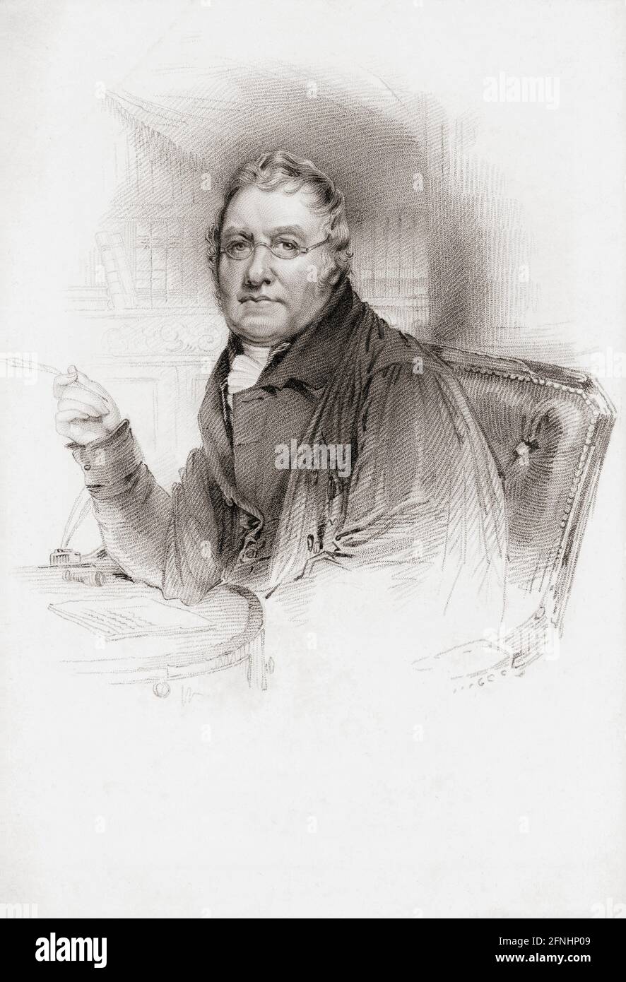 John Playfair, 1748 – 1819.  Church of Scotland minister, scientist, mathematician, professor of natural philosophy.  After an engraving by James Thomson. Stock Photo