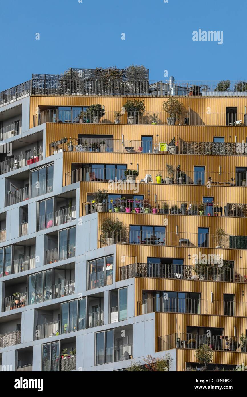 HIGH RISE APARTMENT BUILDINGS I PARIS Stock Photo