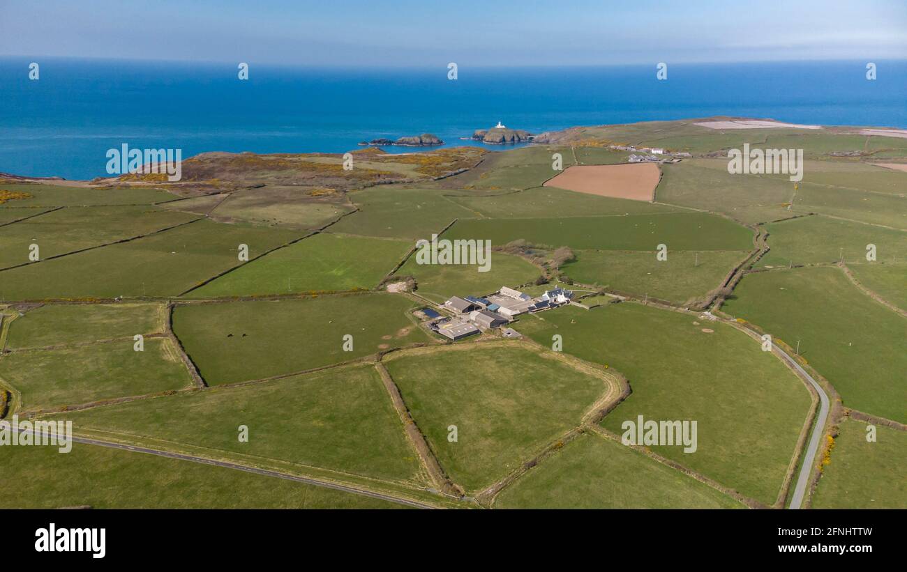 Aerial view of Pwllderi, Pembrokeshire,Wales,UK Stock Photo