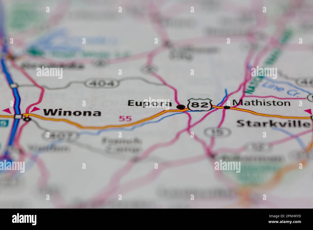 Europa Mississippi USA shown on a Geography map or road map Stock Photo