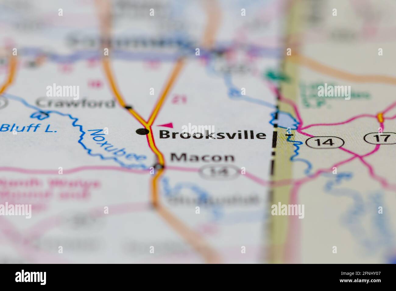 Brooksville Mississippi USA shown on a Geography map or road map Stock