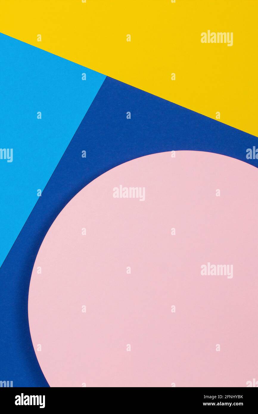 Abstract geometric shapes and lines blue yellow pink color paper ...