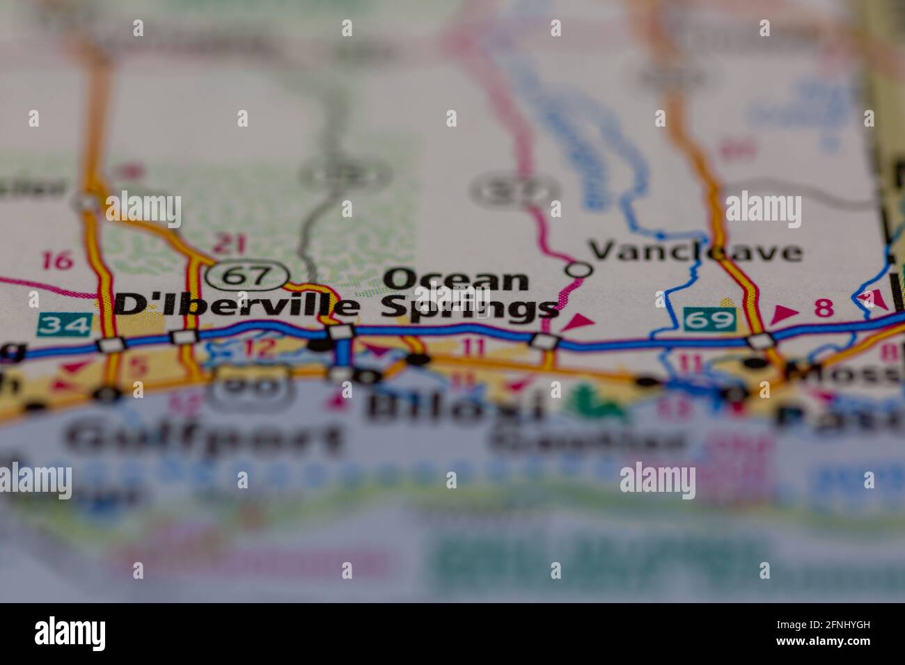 Ocean springs on a map hi-res stock photography and images - Alamy