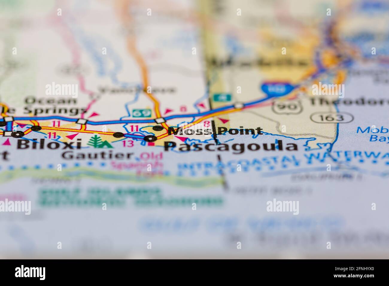 Moss Point Mississippi USA shown on a Geography map or road map Stock
